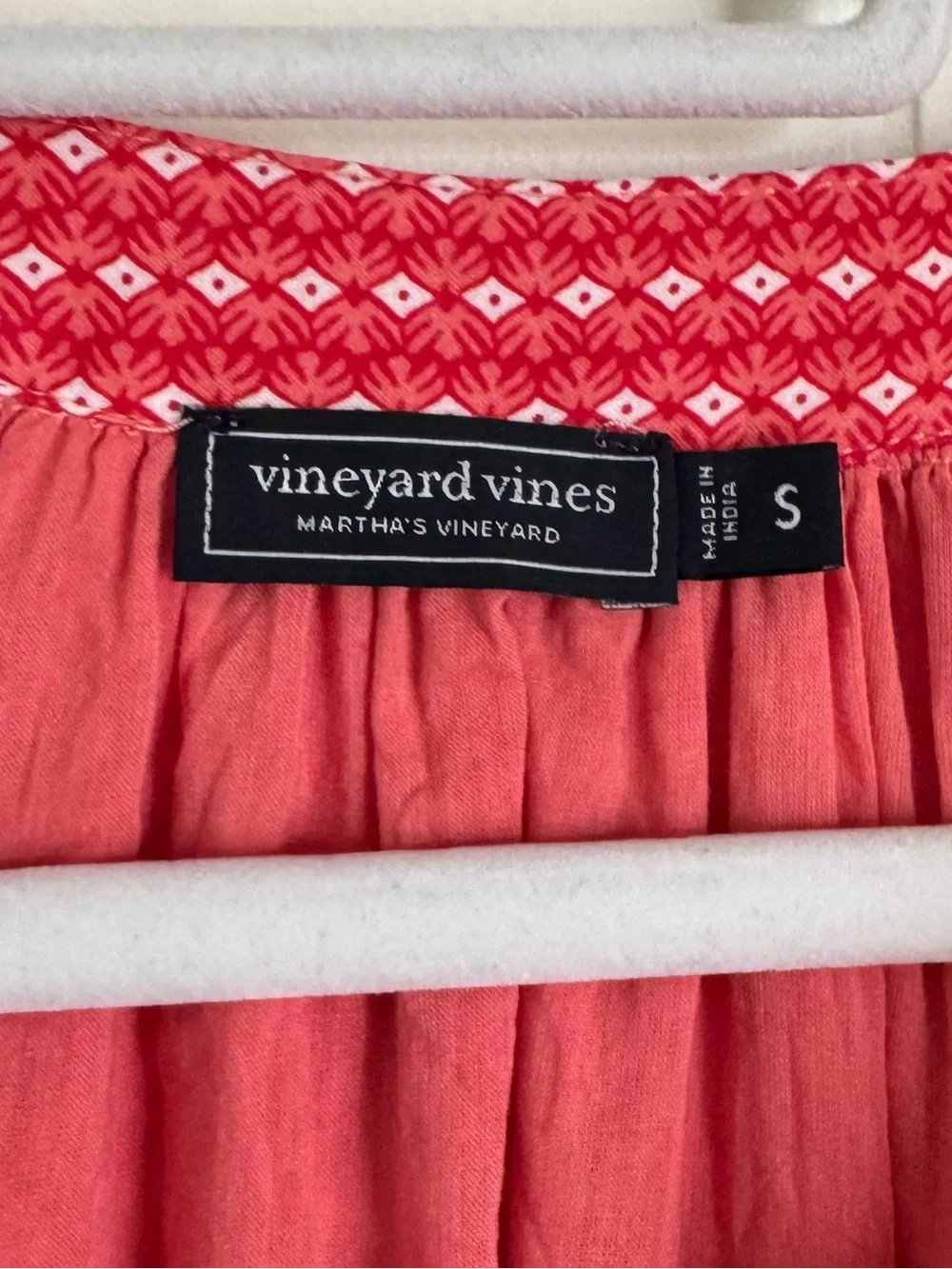 Vineyard Vines Chelsea Geo Tile Dress Red Boho Tassel Lined Size Small - Picture 4 of 6